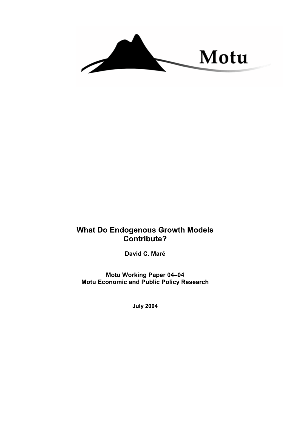 What Do Endogenous Growth Models Contribute?