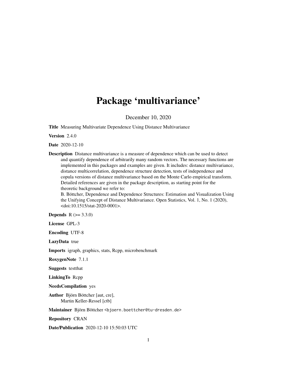 Package 'Multivariance'