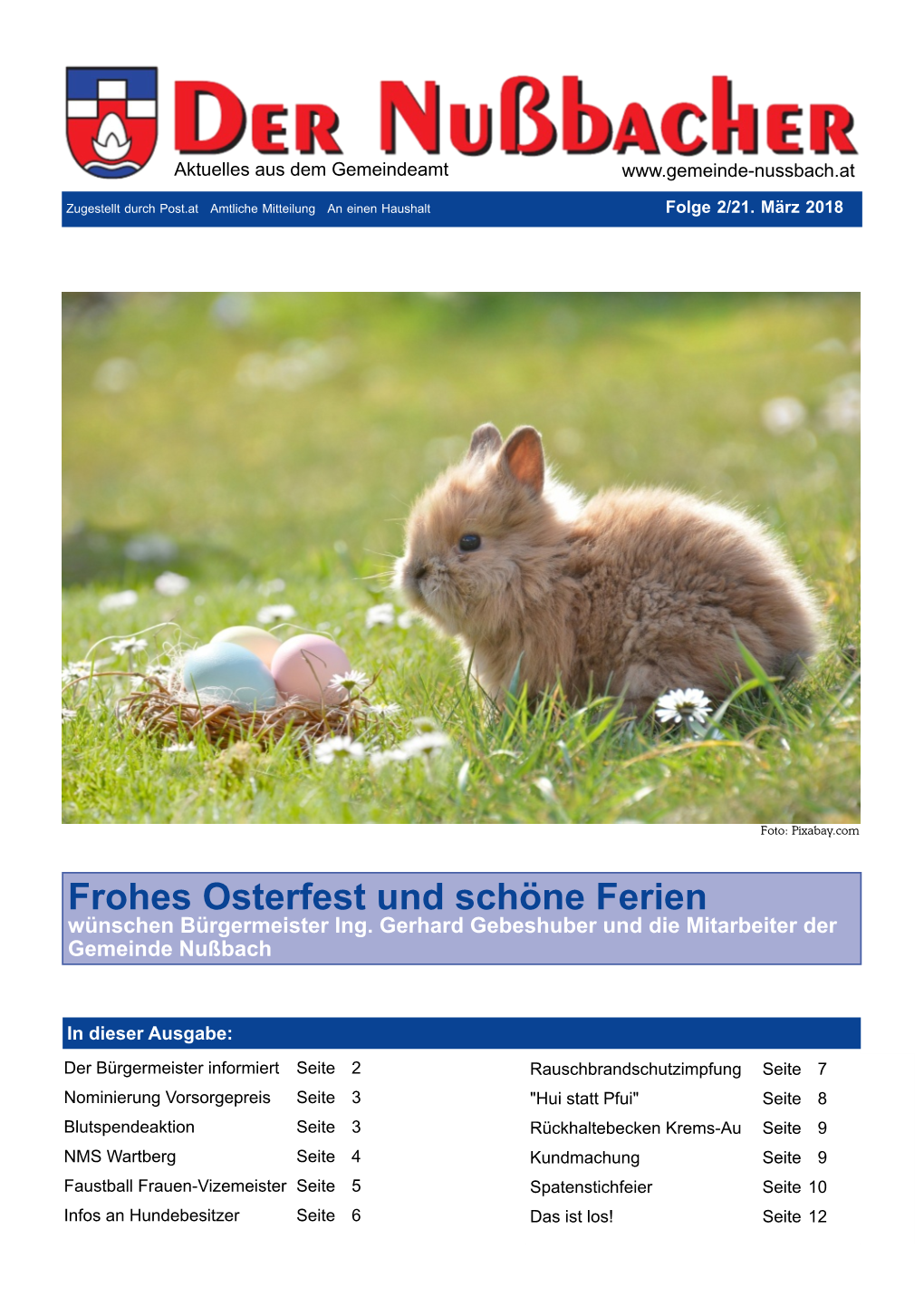 Frohes Osterfest Und Schöne Ferien Wünschen Bürgermeister Ing