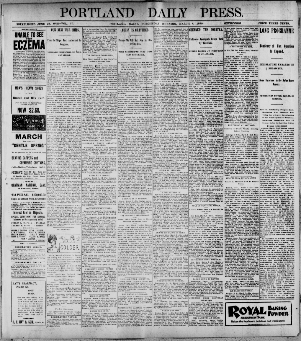 Portland Daily Press: March 8, 1899