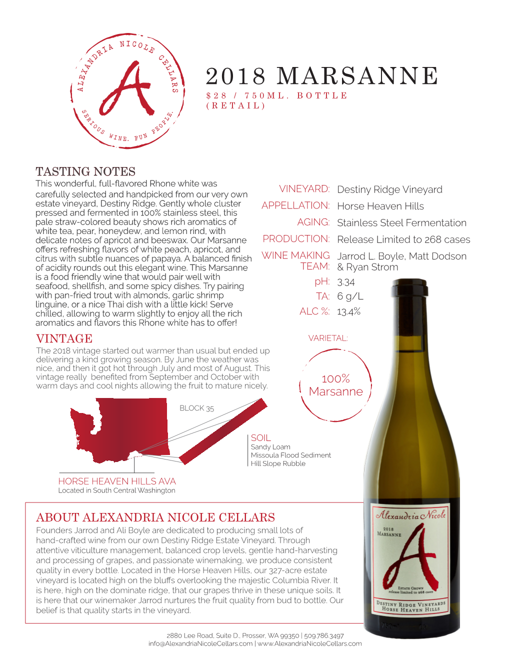 2018 Marsanne $28 / 750Ml