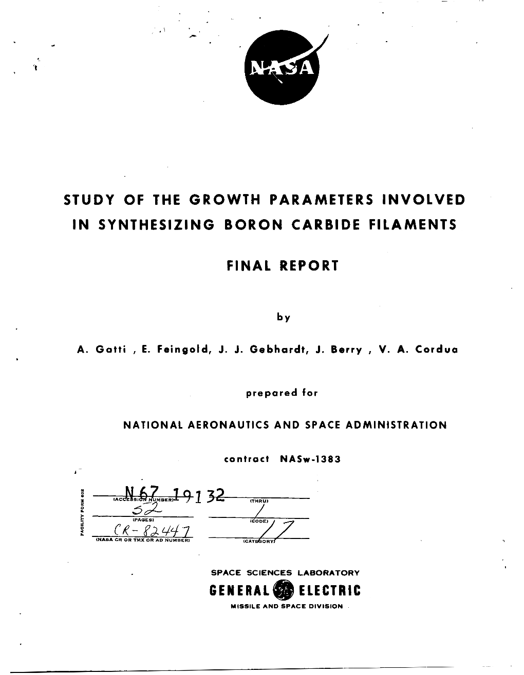 Study of the Growth Parameters Involved in Synthesizing Boron Carbide Filaments