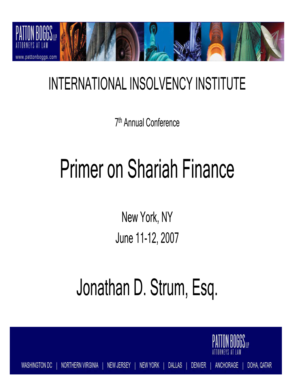 Primer on Shariah Finance (Jonathan D. Strum)