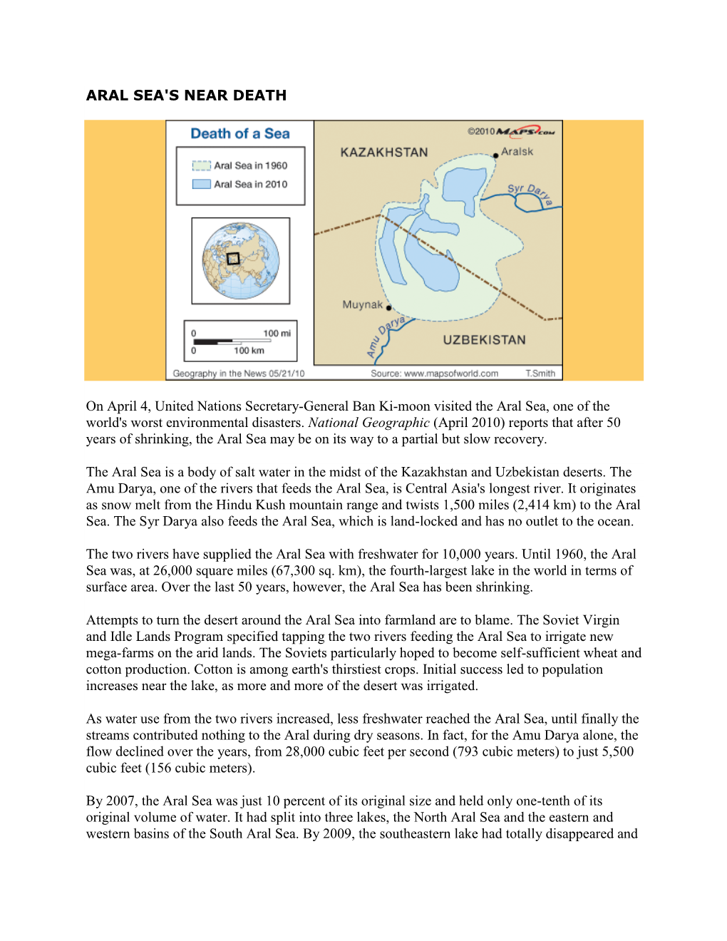 Aral Sea's Near Death