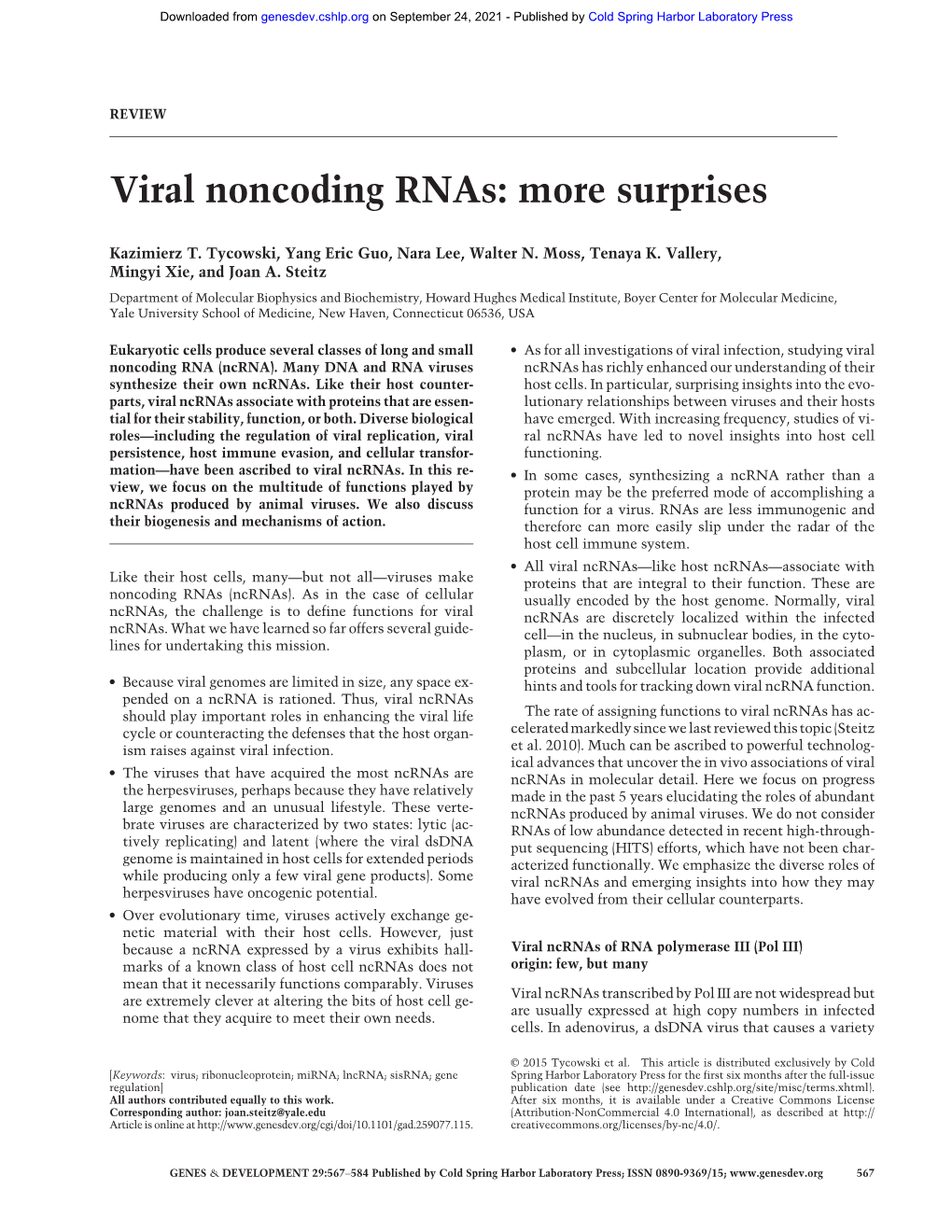 Viral Noncoding Rnas: More Surprises