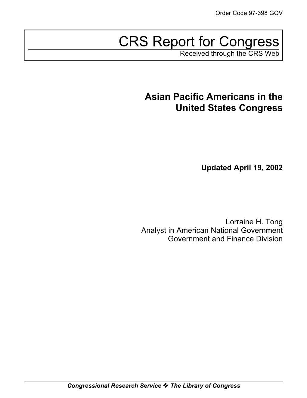 Asian Pacific Americans in the United States Congress