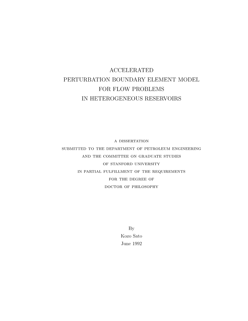 Accelerated Perturbation Boundary Element Model for Flow Problems in Heterogeneous Reservoirs