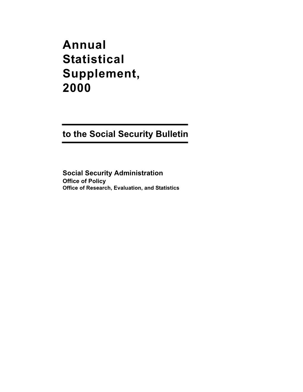 Annual Statistical Supplement, 2000