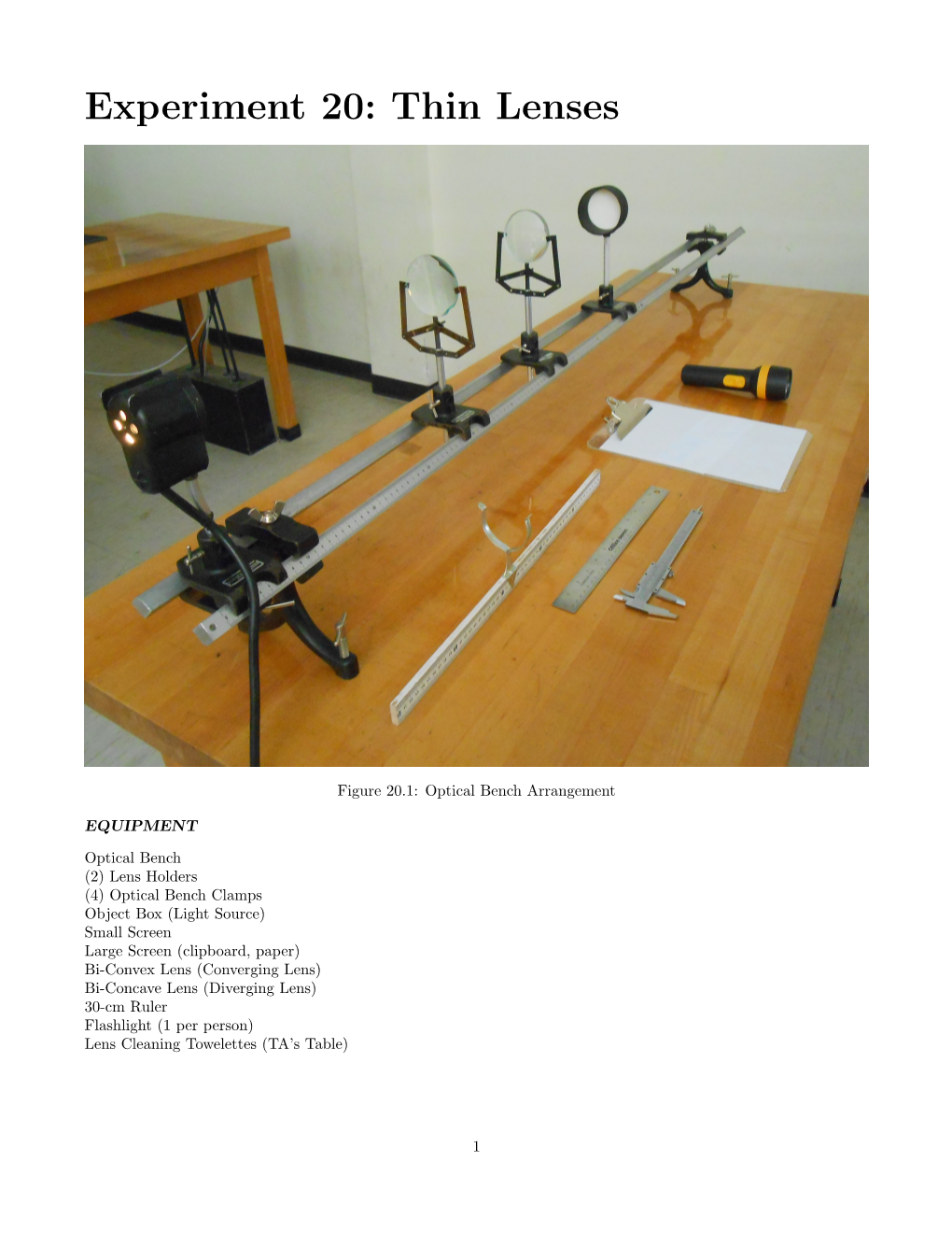 Experiment 20: Thin Lenses