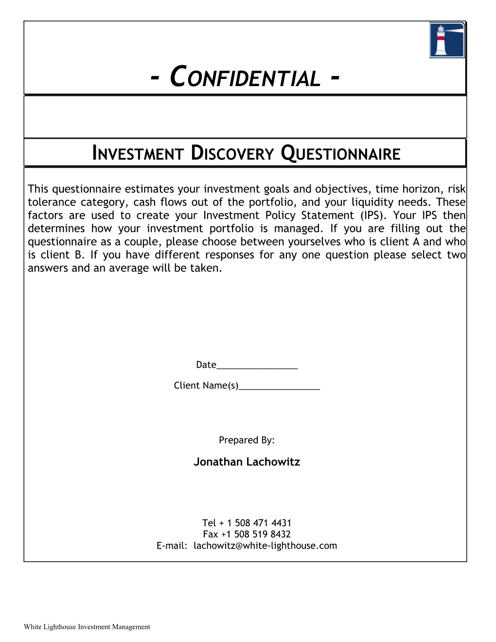 Investment & Risk Tolerance Category Discovery