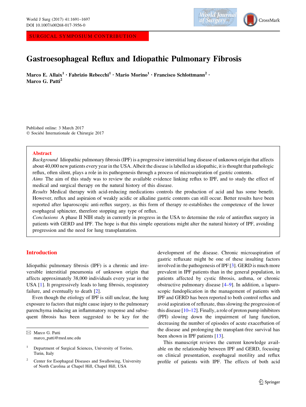 Gastroesophageal Reflux and Idiopathic Pulmonary Fibrosis