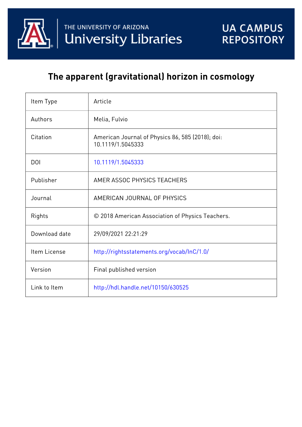 Horizon in Cosmology