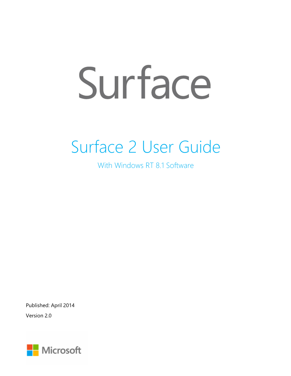 Surface 2 User Guide with Windows RT 8.1 Software