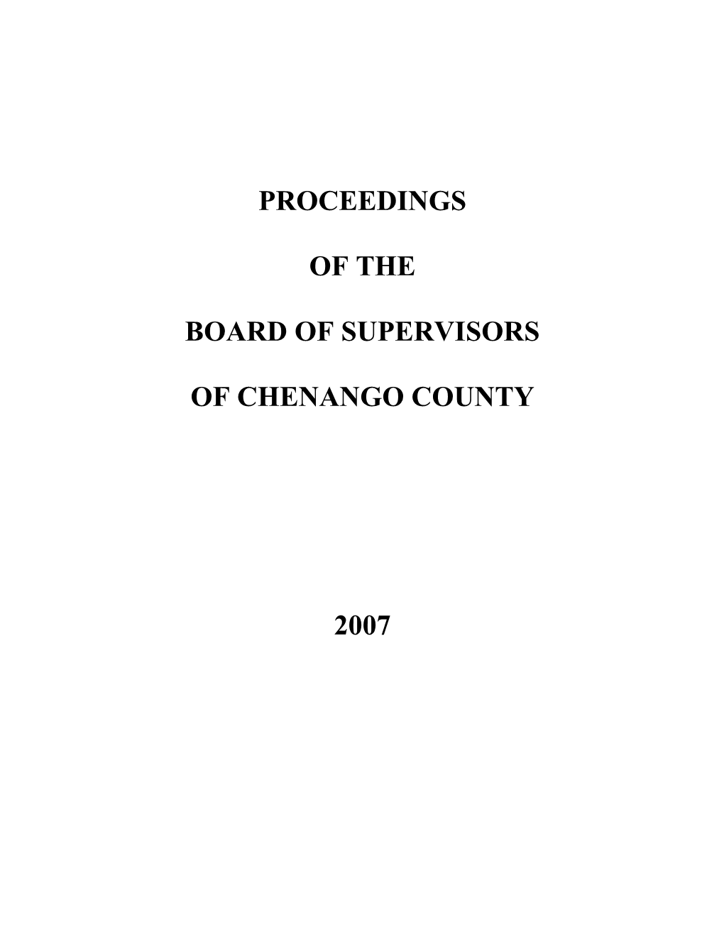 Proceedings of the Board of Supervisors of Chenango