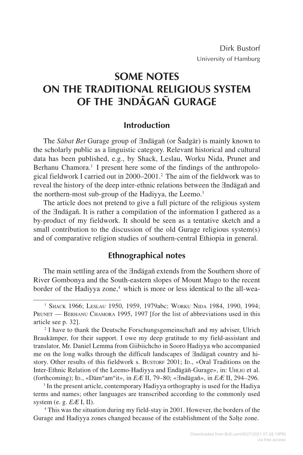 Some Notes on the Traditional Religious System Of