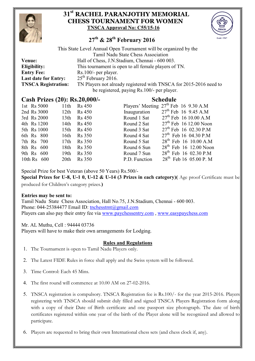 Prospectus 31St Rachel Paranjothy Women.Pdf