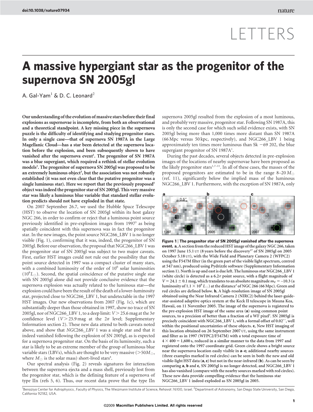 A Massive Hypergiant Star As the Progenitor of the Supernova SN 2005Gl