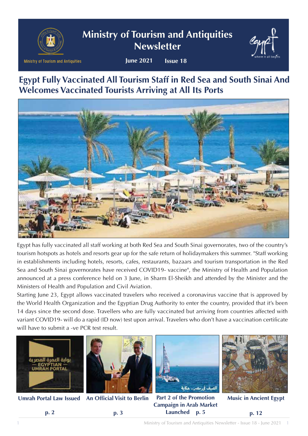 Ministry of Tourism and Antiquities Newsletter