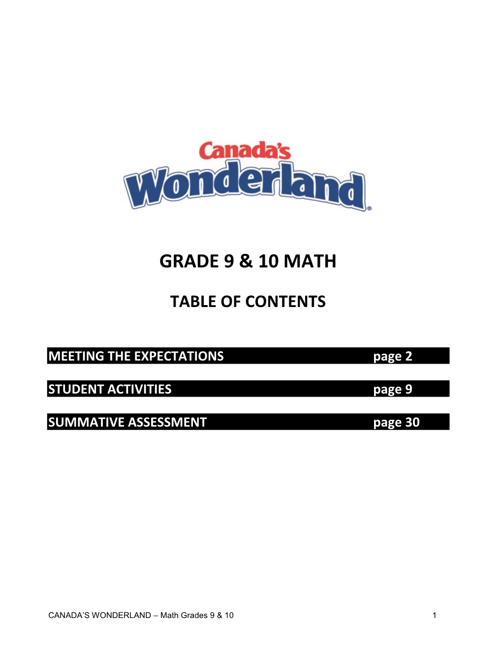 Grade 9 & 10 Math