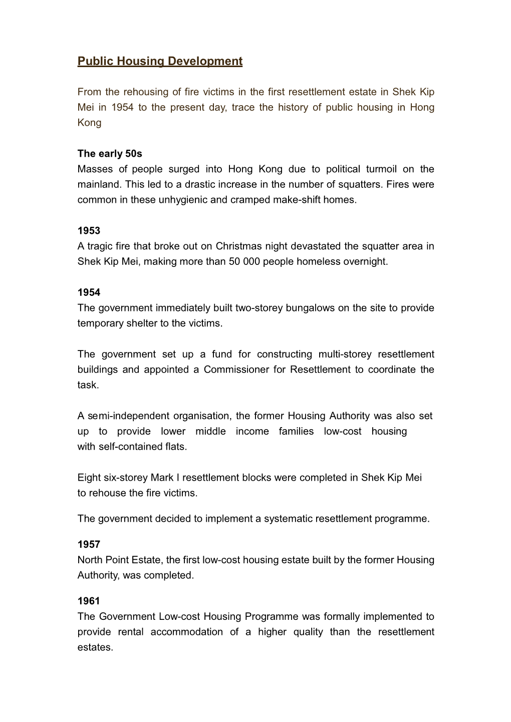 Public Housing Development