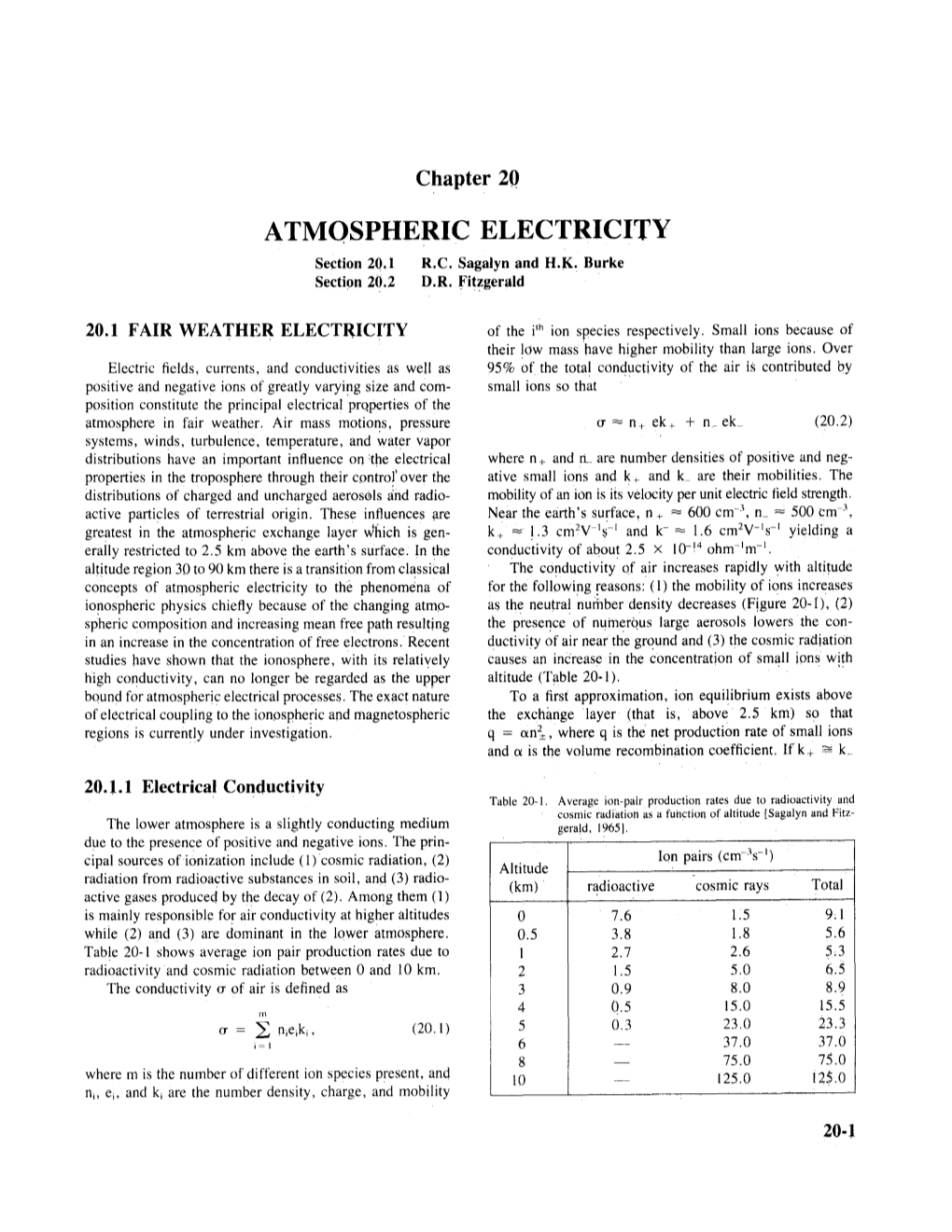 ATMOSPHERIC ELECTRICITY Section 20.1 R.C