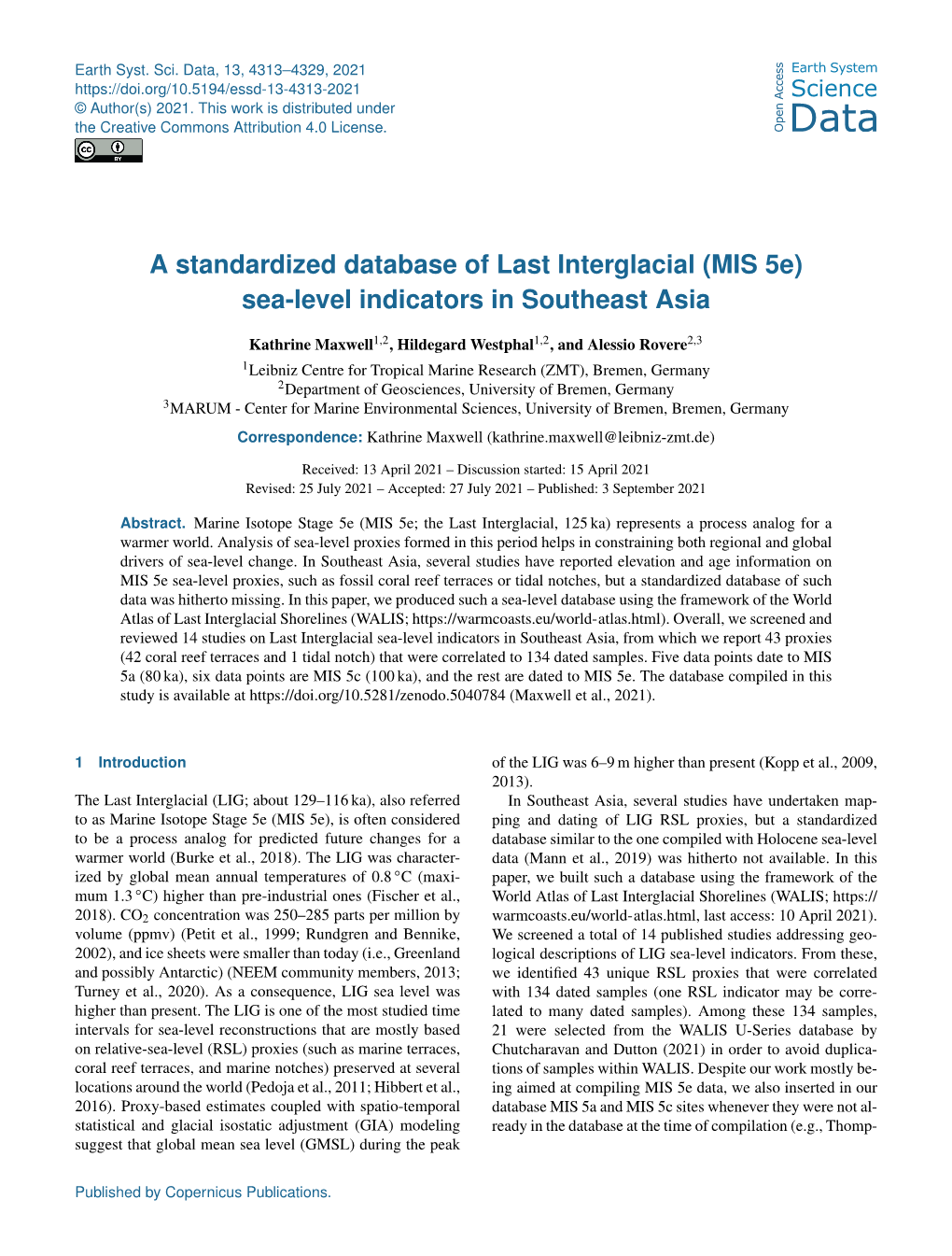 (MIS 5E) Sea-Level Indicators in Southeast Asia