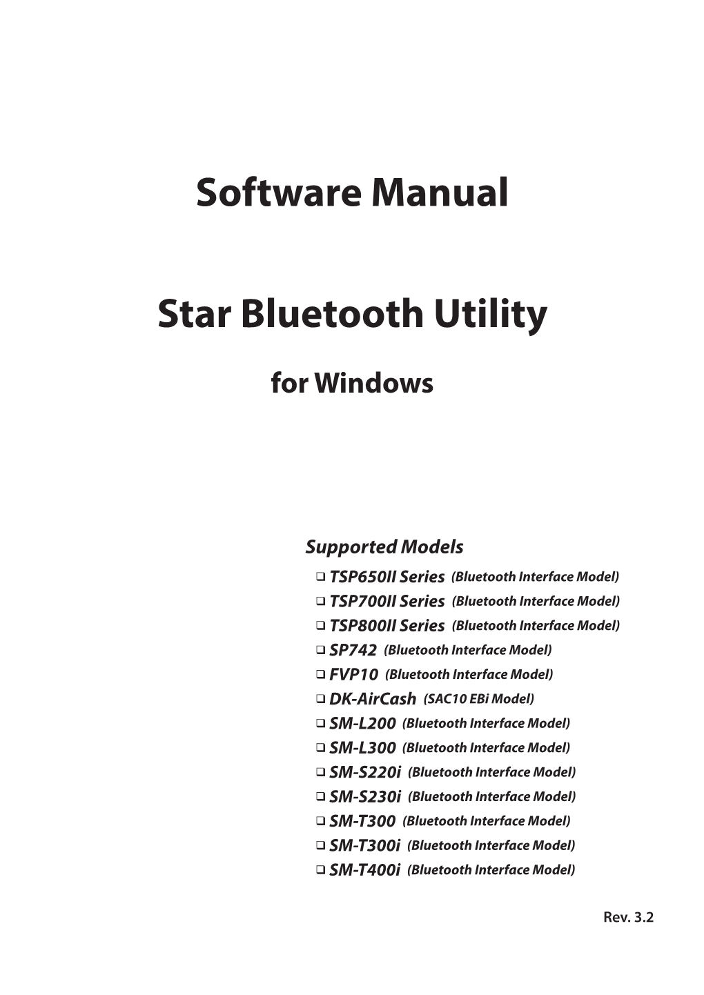Star Bluetooth Utility for Windows Software Manual