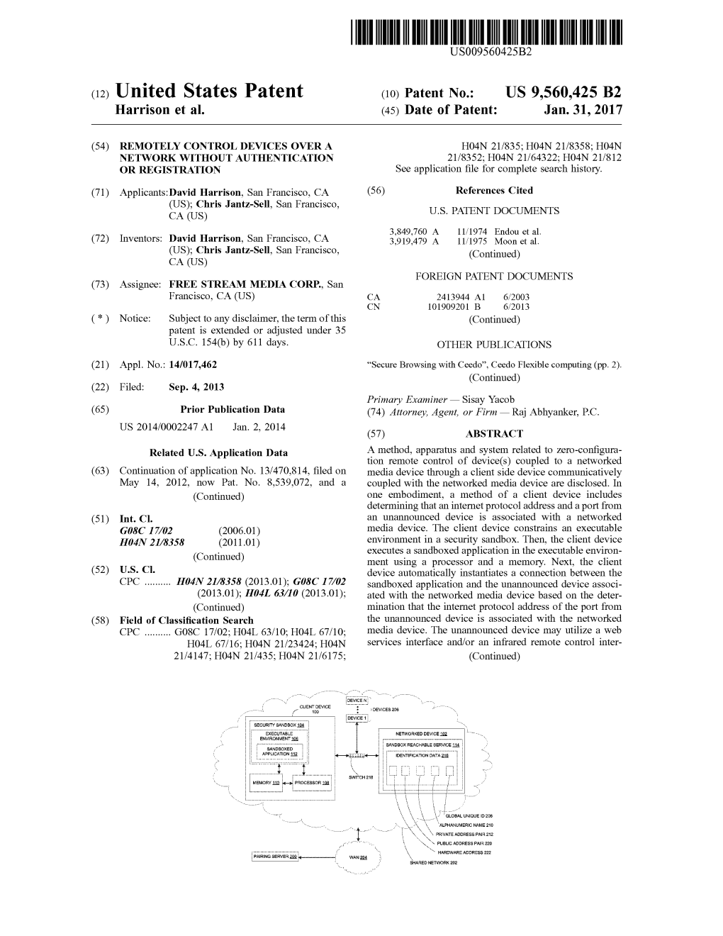 (12) United States Patent (10) Patent No.: US 9,560,425 B2 Harrison Et Al