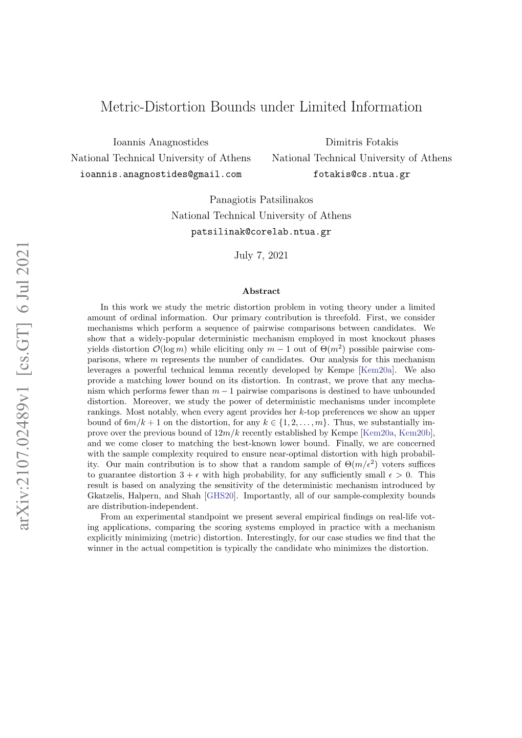 Metric-Distortion Bounds Under Limited Information