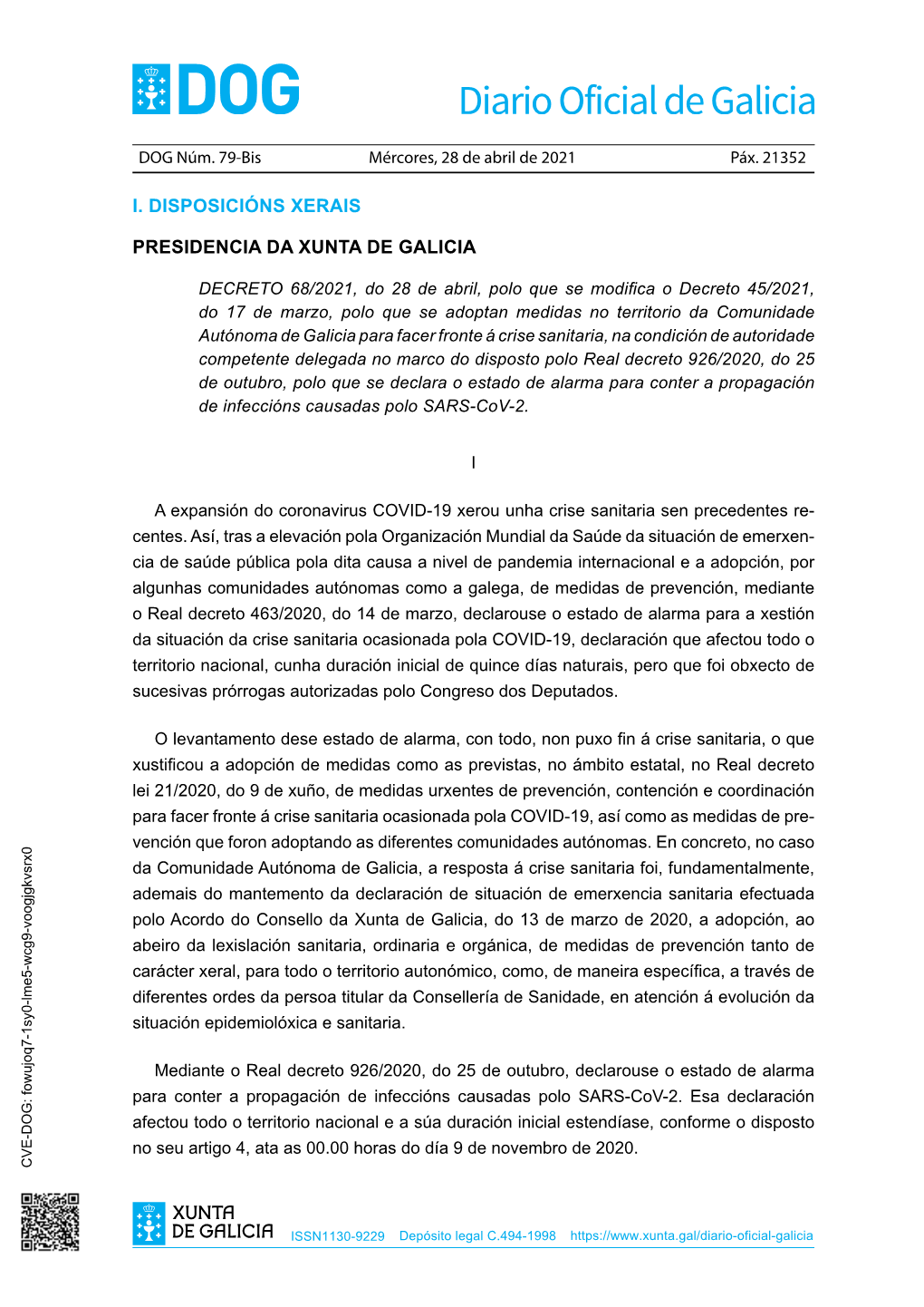 Decreto DOG Mércores, 28 De Abril De 2021