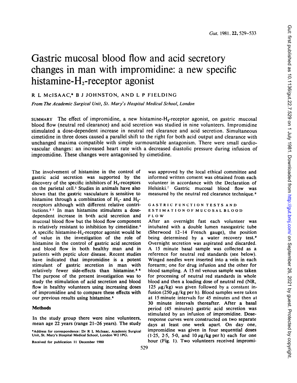 A New Specific Histamine-H2-Receptor Agonist R L Mcisaac,* B J JOHNSTON, and L P FIELDING from the Academic Surgical Unit, St