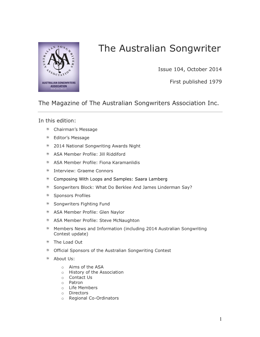 The Australian Songwriter Edition