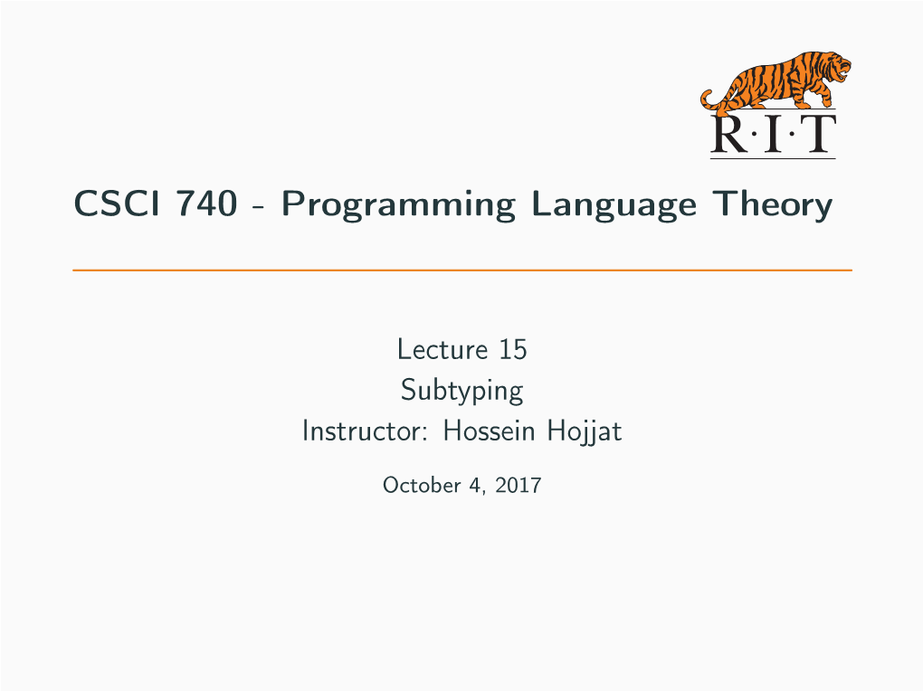 Programming Language Theory