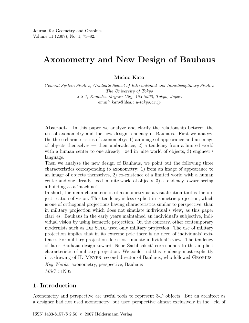 Axonometry and New Design of Bauhaus