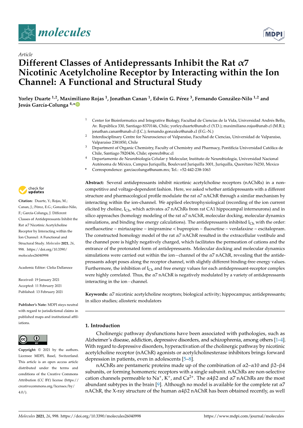 Different Classes of Antidepressants Inhibit the Rat Α7 Nicotinic Acetylcholine Receptor by Interacting Within the Ion Channel: a Functional and Structural Study