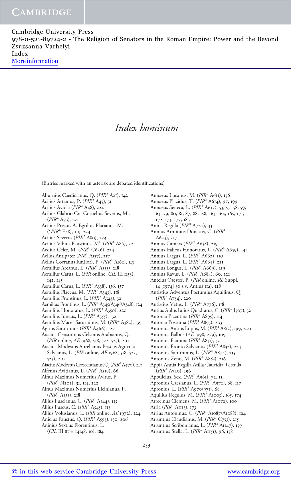 Index Hominum