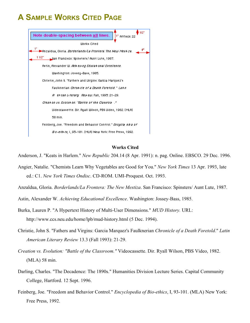 A Sample Works Cited Page