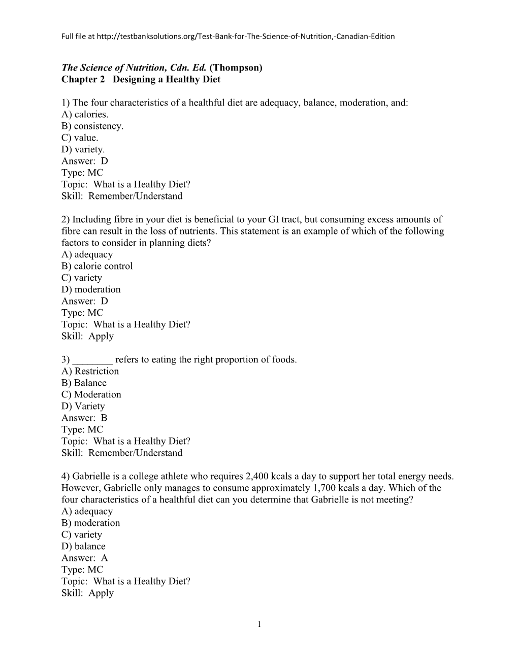 The Science of Nutrition, Cdn. Ed. (Thompson)