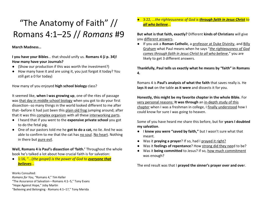 “The Anatomy of Faith” // Romans 4:1–25