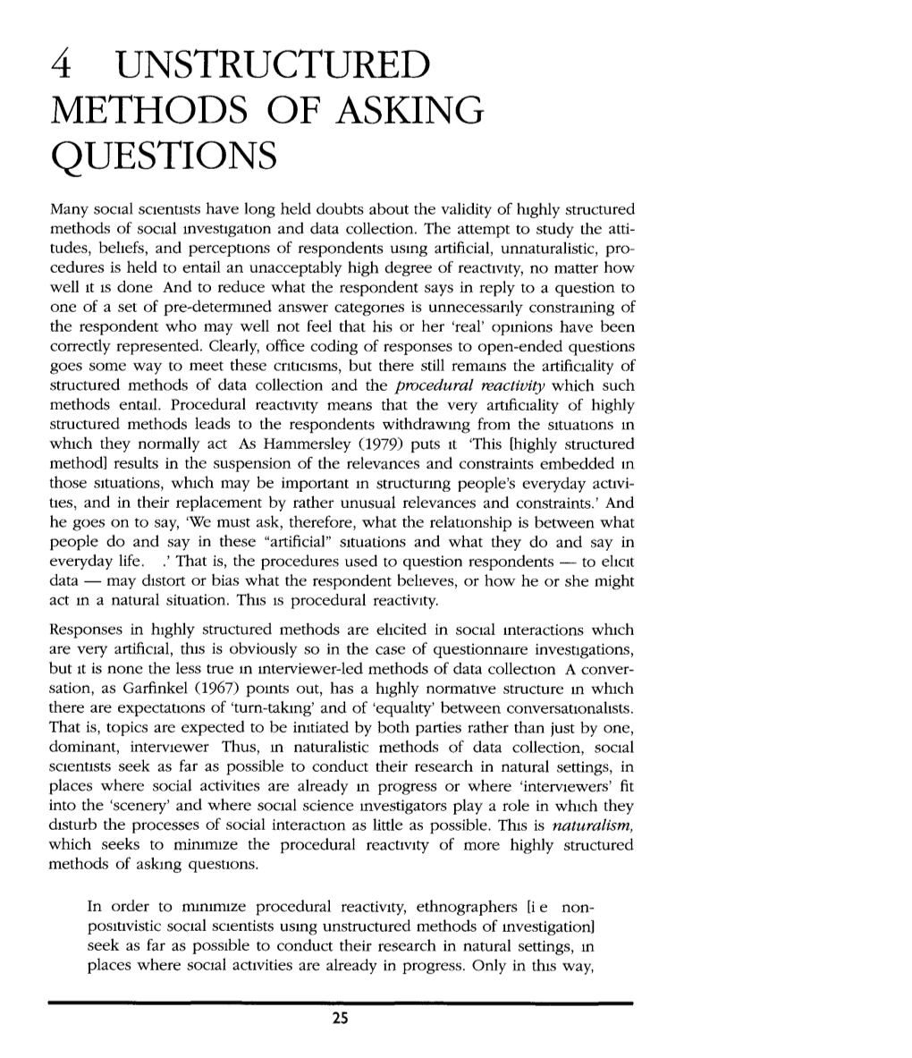 4 Unstructured Methods of Asking Questions