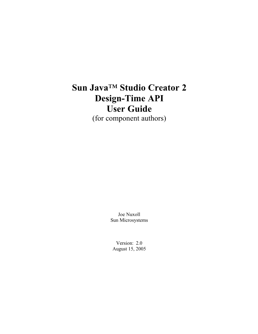 Sun Java Studio Creator Design-Time
