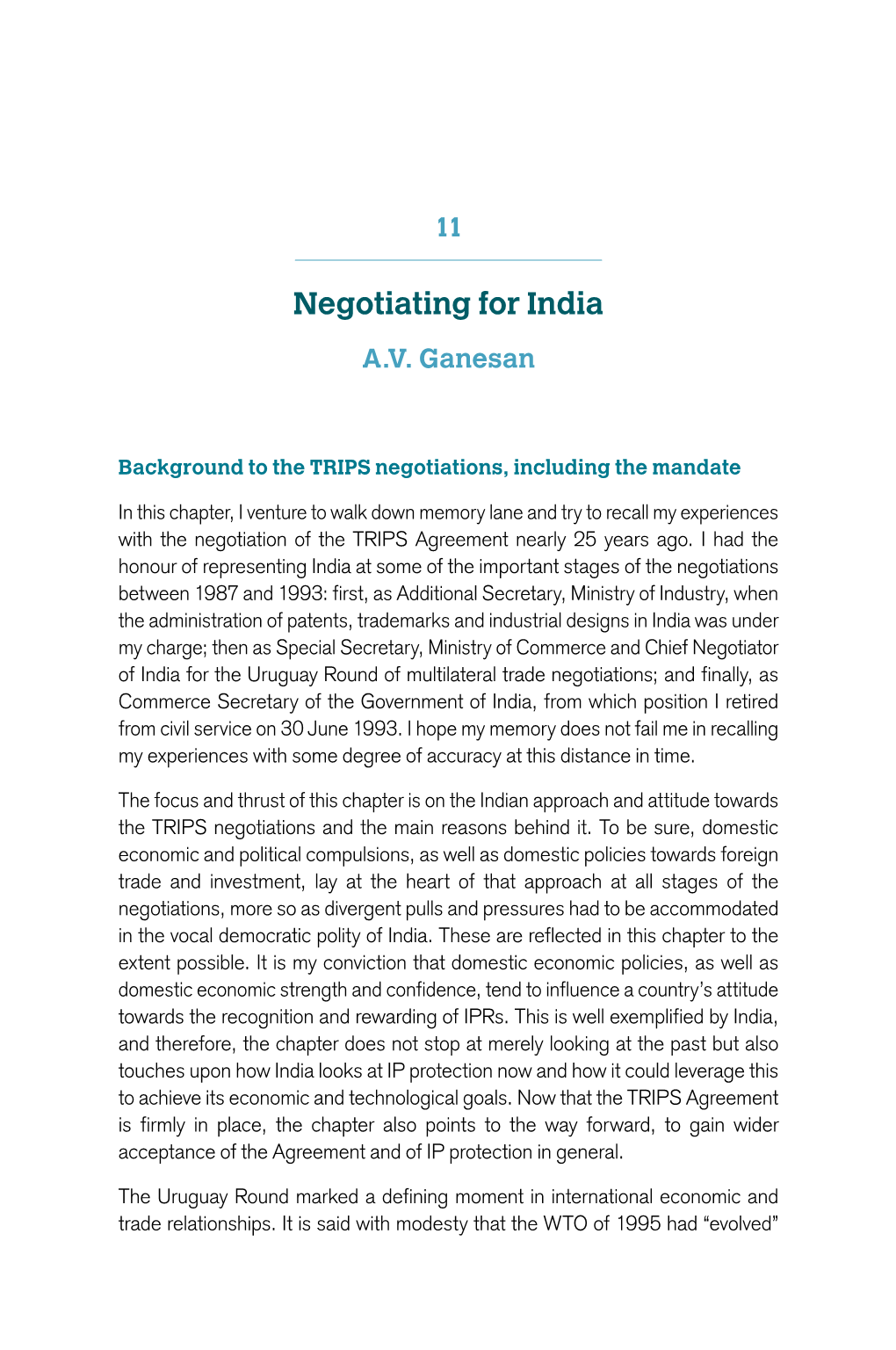 Negotiating for India A.V