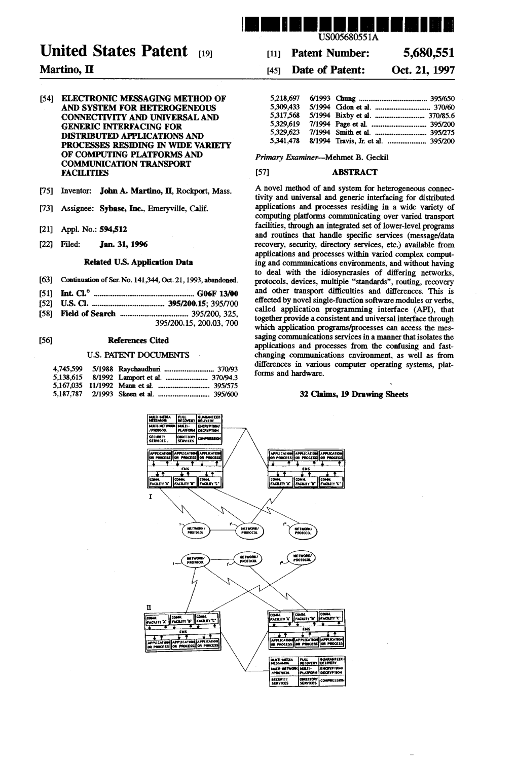 United States Patent (19) 11 Patent Number: 5,680,551 Martino, I 45 Date of Patent: Oct