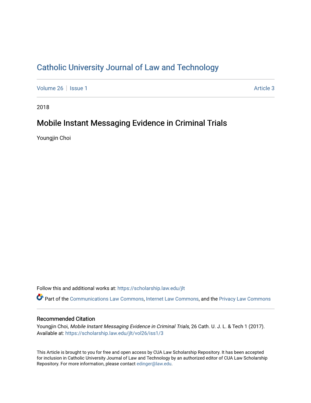 Mobile Instant Messaging Evidence in Criminal Trials