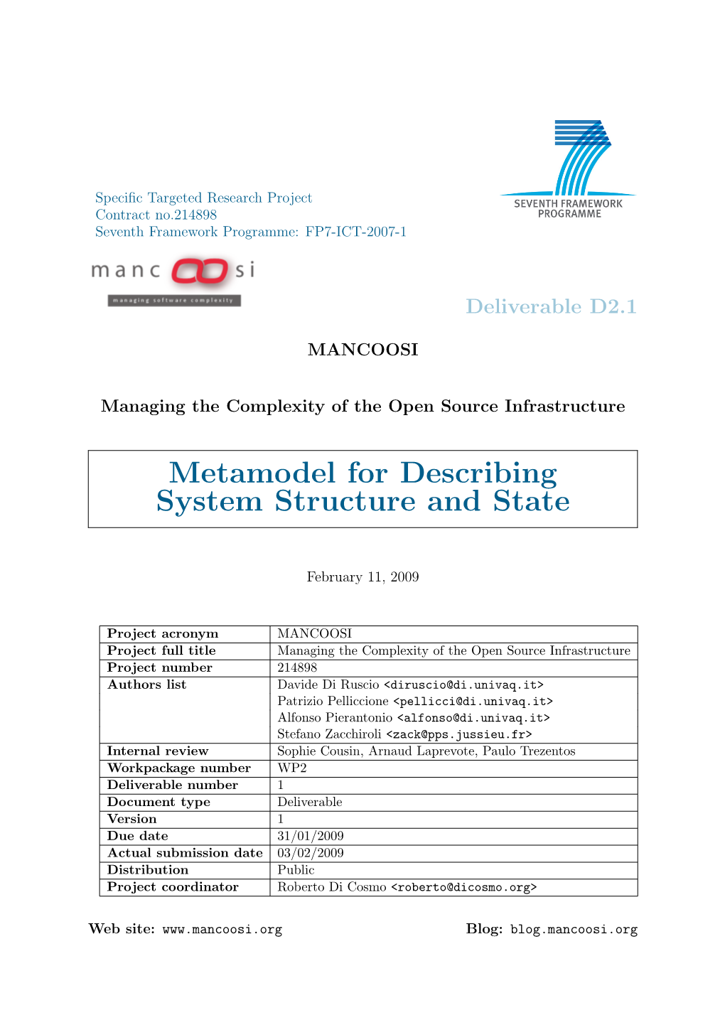 Metamodel for Describing System Structure and State