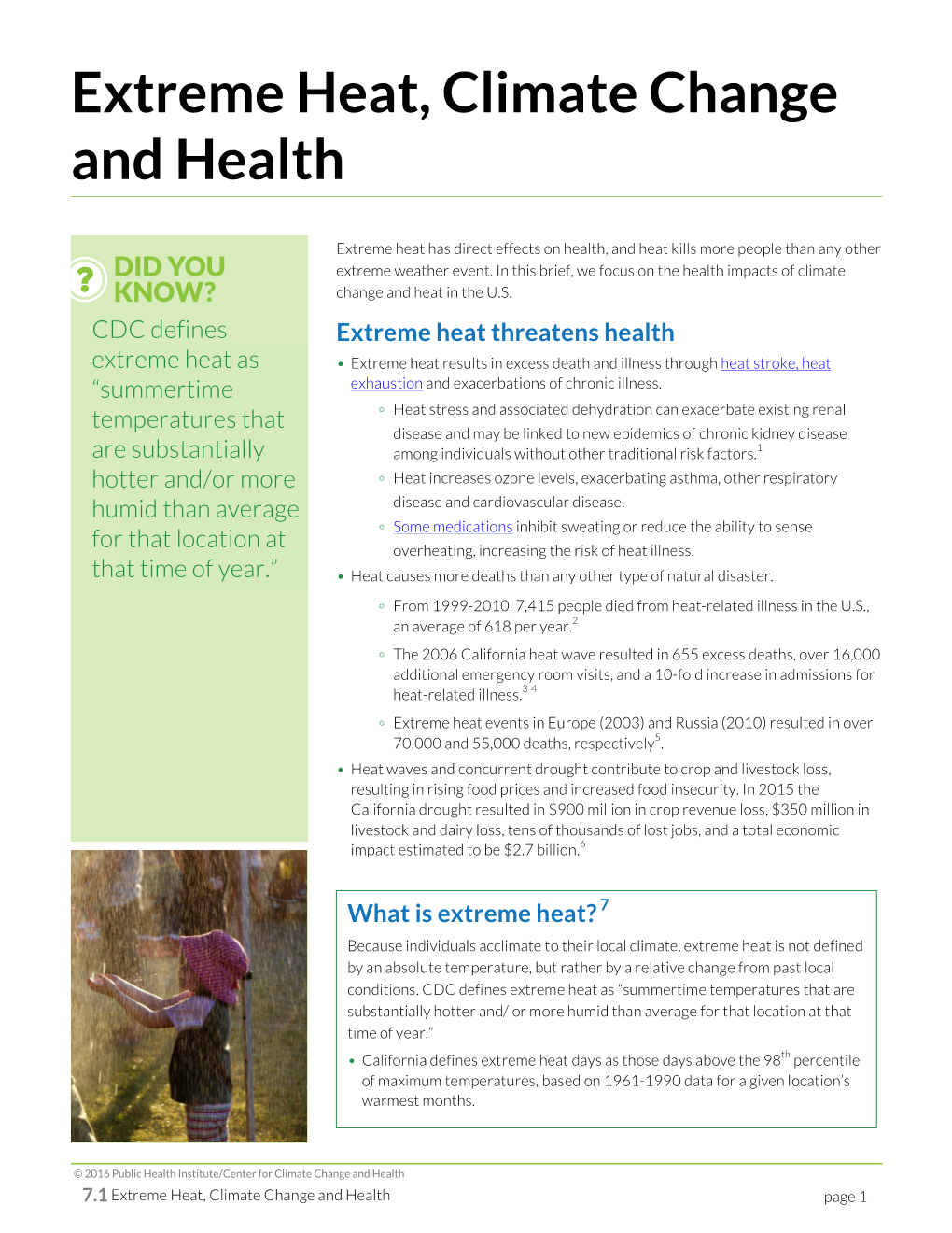 Extreme Heat, Climate Change and Health