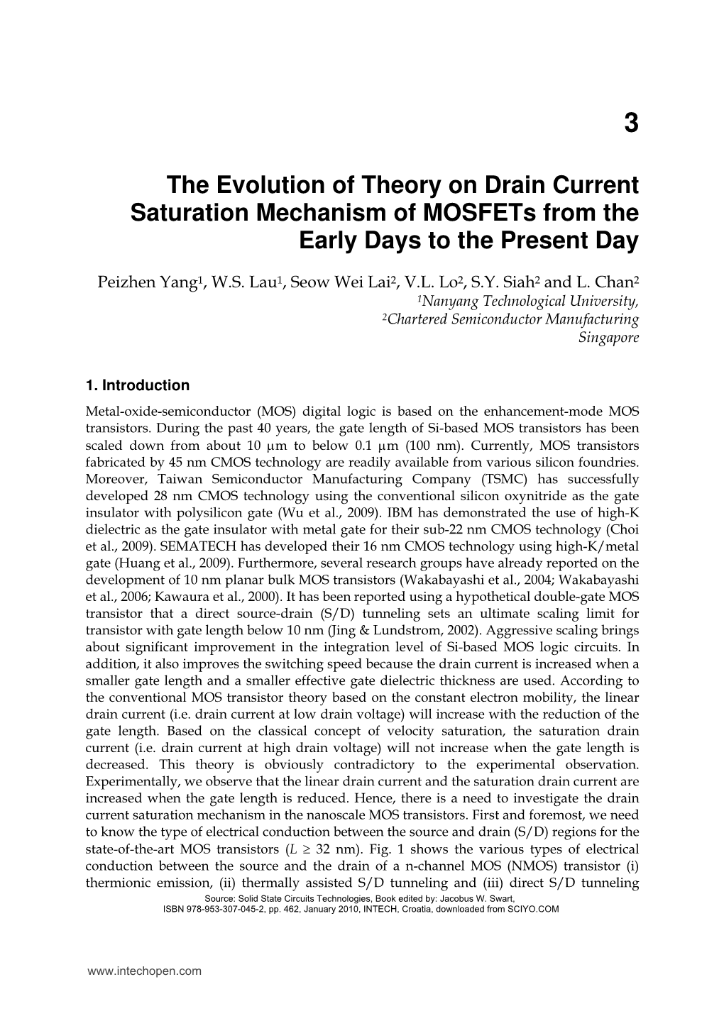 The Evolution of Theory on Drain Current Saturation Mechanism of Mosfets from the Early Days to the Present Day