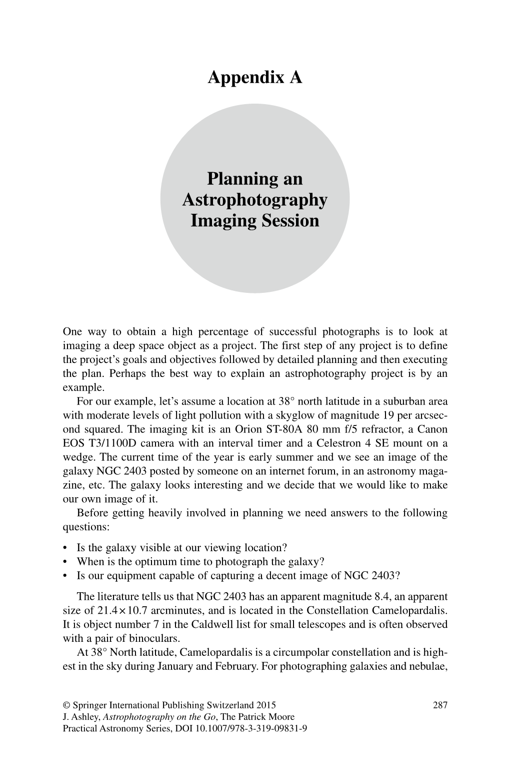 Appendix a Planning an Astrophotography Imaging Session