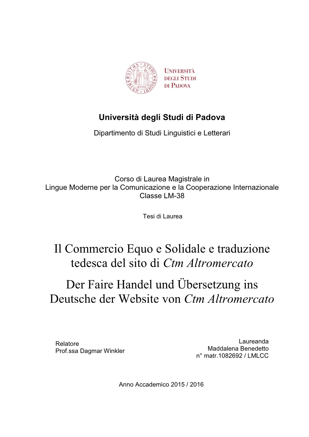 Il Commercio Equo E Solidale E Traduzione Tedesca Del Sito Di Ctm Altromercato