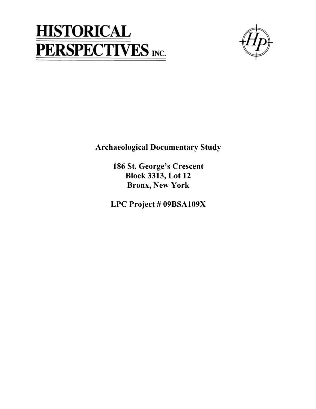 Archaeological Documentary Study 186 St. George's Crescent Block